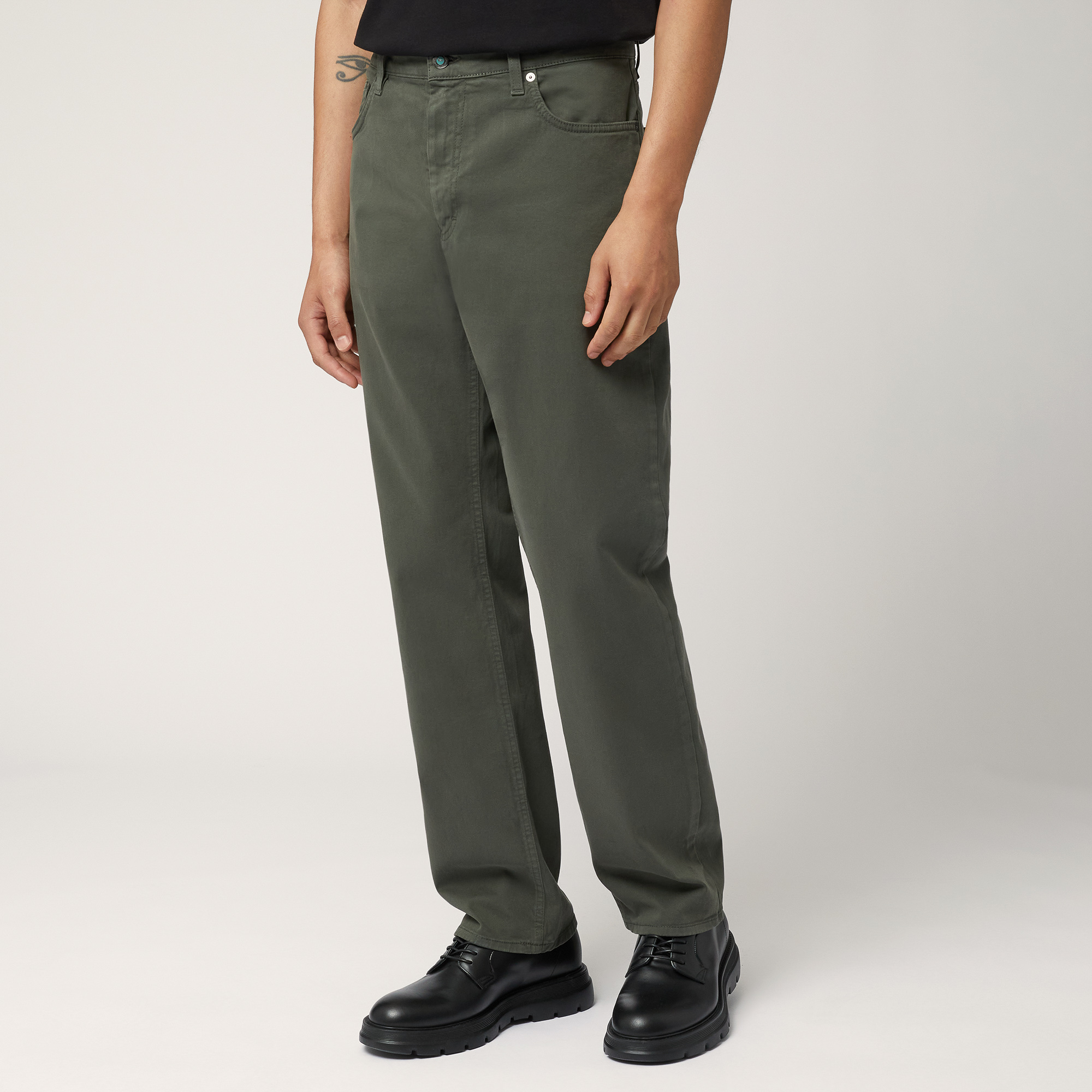 Relaxed Fit 5-Pocket Pants, Green, large