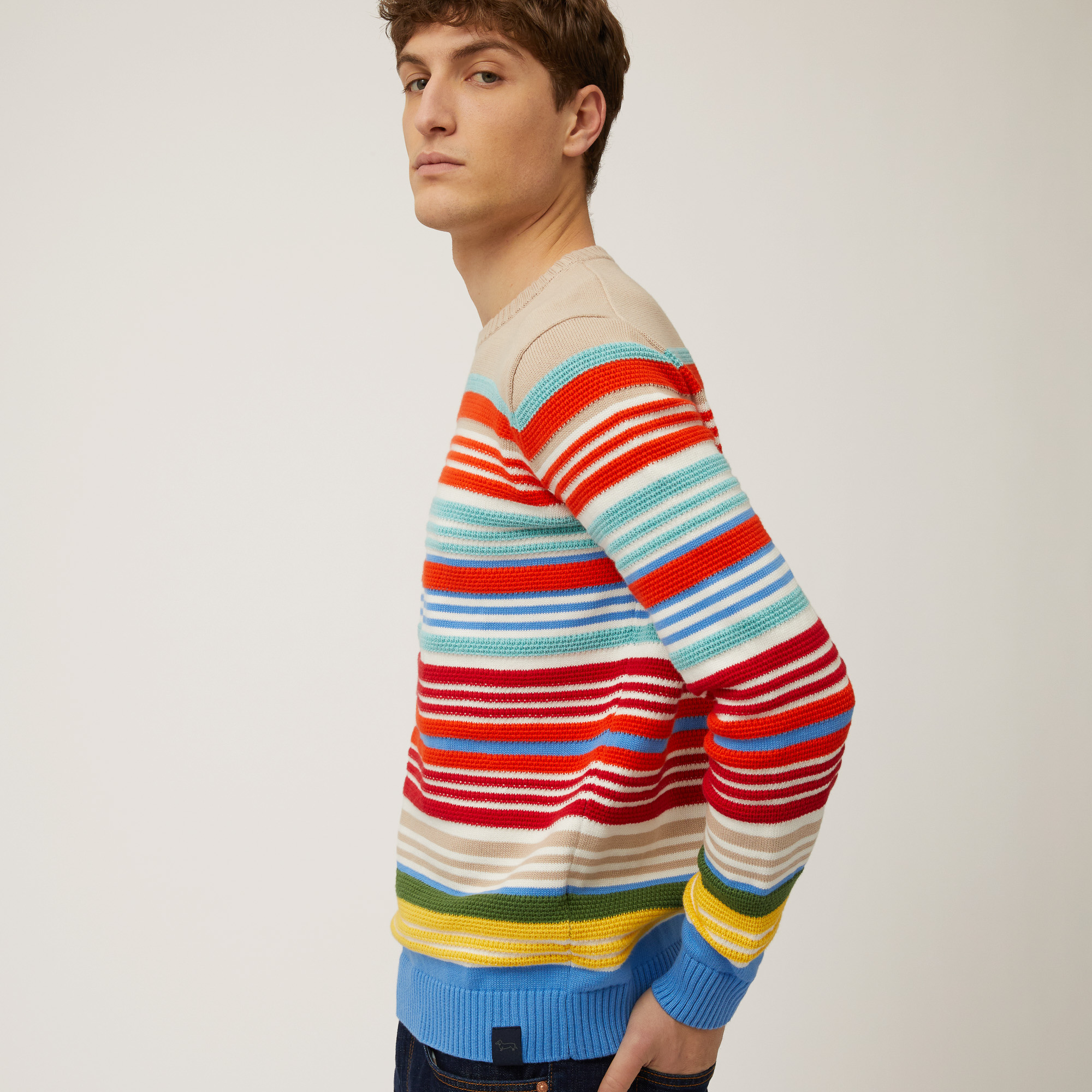 Multicolor Stripe Pullover, Light Blue, large image number 2