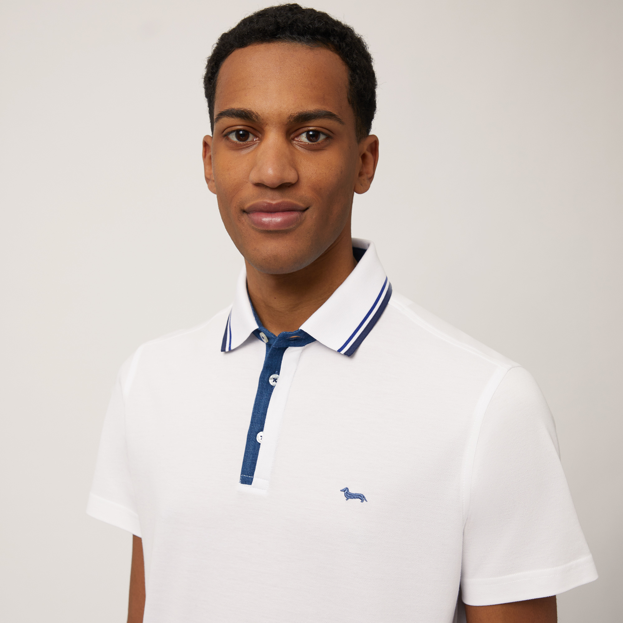 Polo with Denim Details, White, large image number 2